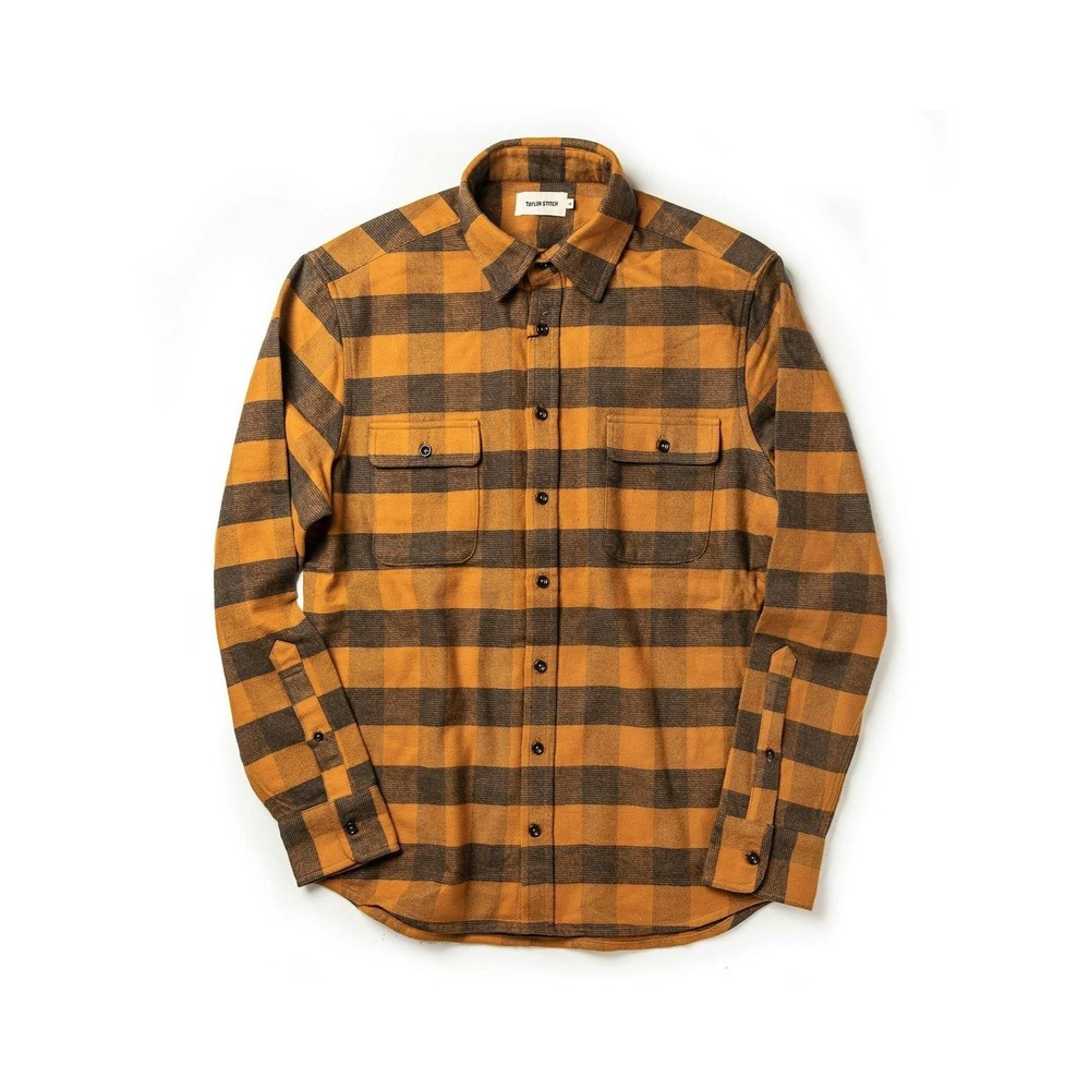 Taylor Stitch Yosemite Saffron Buffalo Check Flannel Shirt Sz 46 XXL Outdoors
